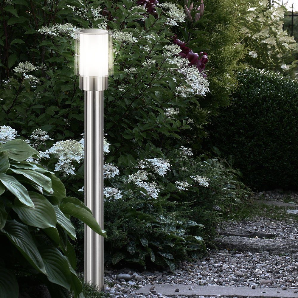 Stehleuchte Aussen Aussenlampe Pollerleuchte, etc-shop Leuchtmittel inklusive, silber Gartenlampen nicht