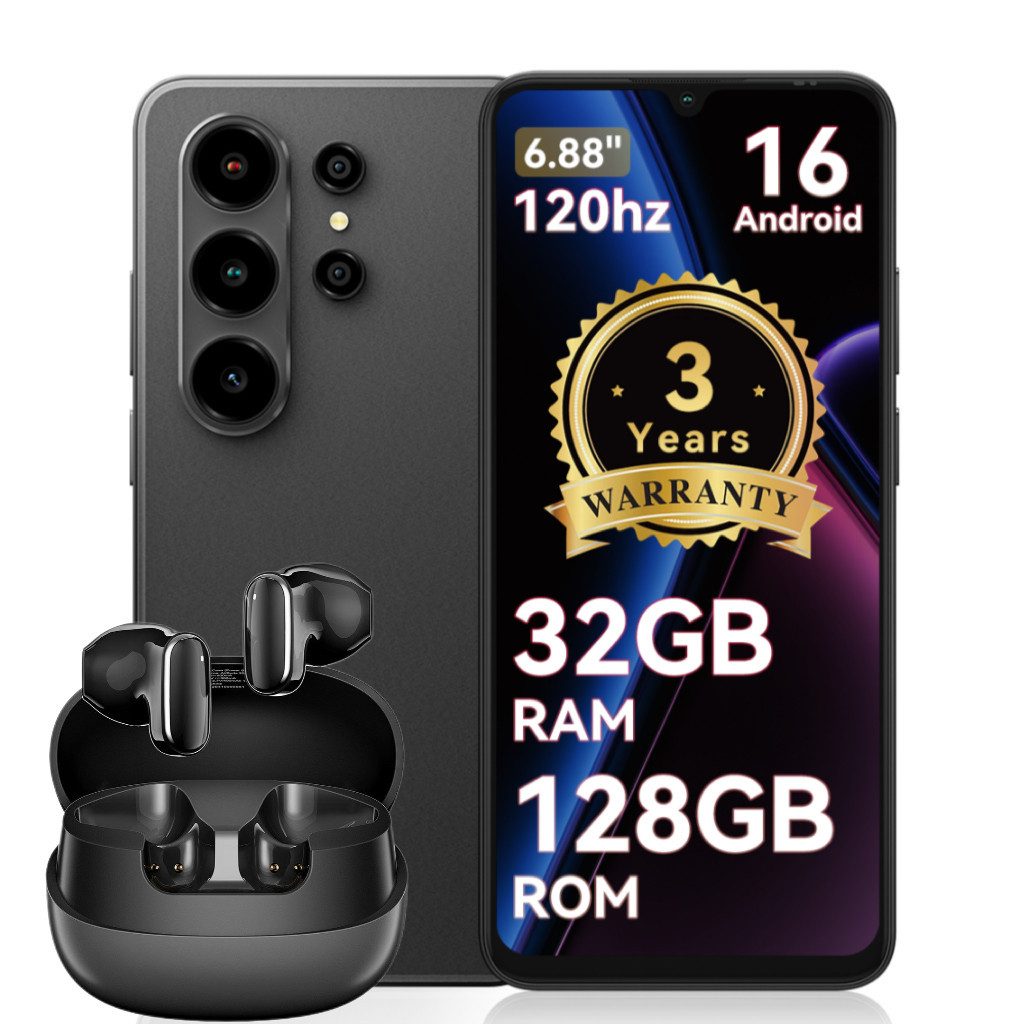blackview Blackview WAVE 10 (32+128) Android 16 120HZ Kopfhörer-Uhr Smartphone (6.88 Zoll, 128 GB Speicherplatz, 32 MP Kamera)
