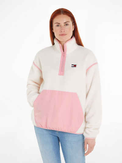 Tommy Jeans Sweatjacke TJW FLEECE COLOR MIX QTR ZIP mit Kängurutasche