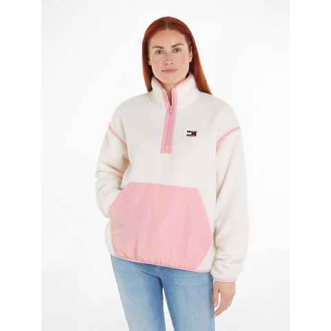 Tommy Jeans Sweatjacke TJW FLEECE COLOR MIX QTR ZIP mit Kängurutasche