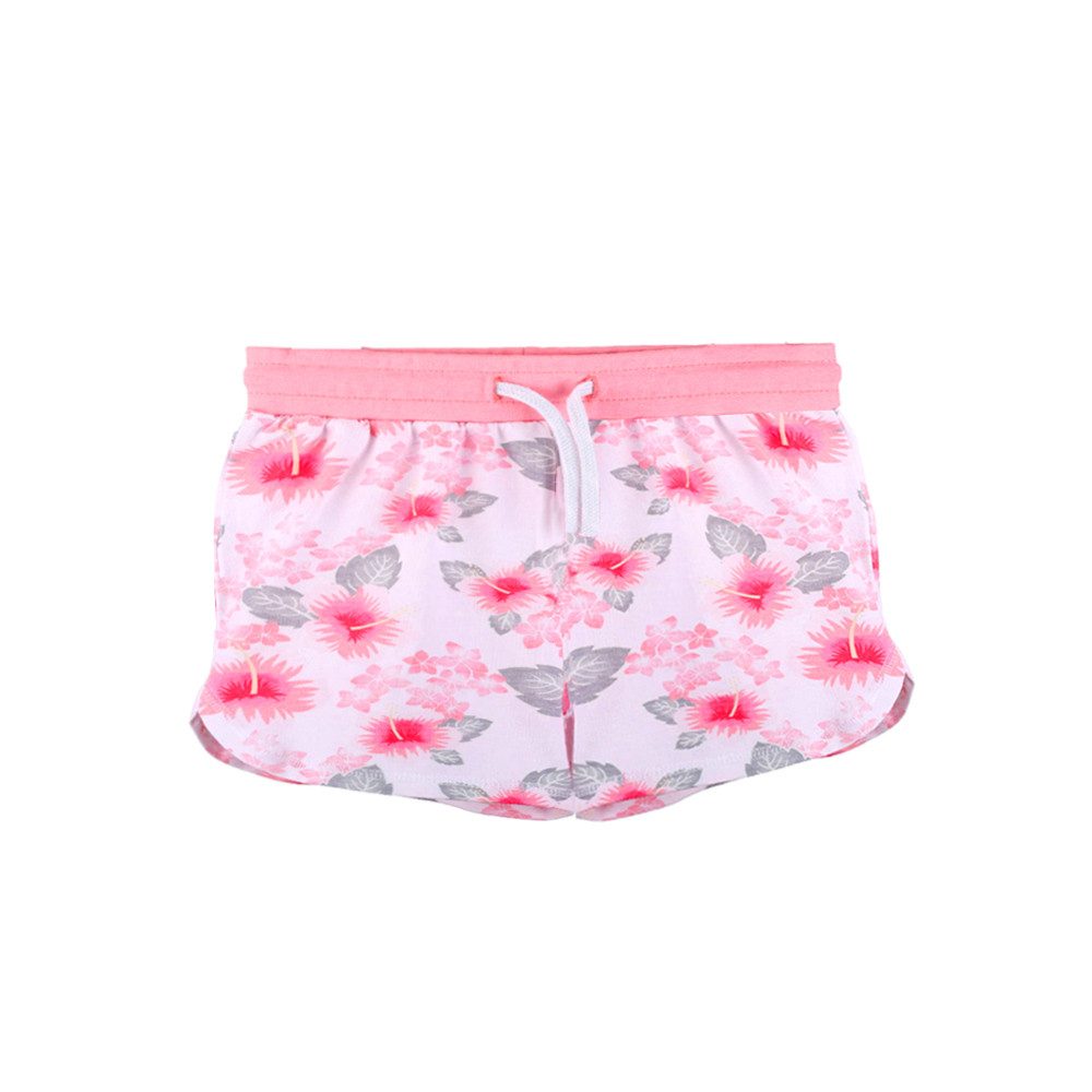 Sweatshorts Top Model Shorts kurze Hose Blumendruck weiß rosa