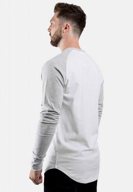 Blackskies T-Shirt Baseball Longshirt T-Shirt Weiß Grau Small