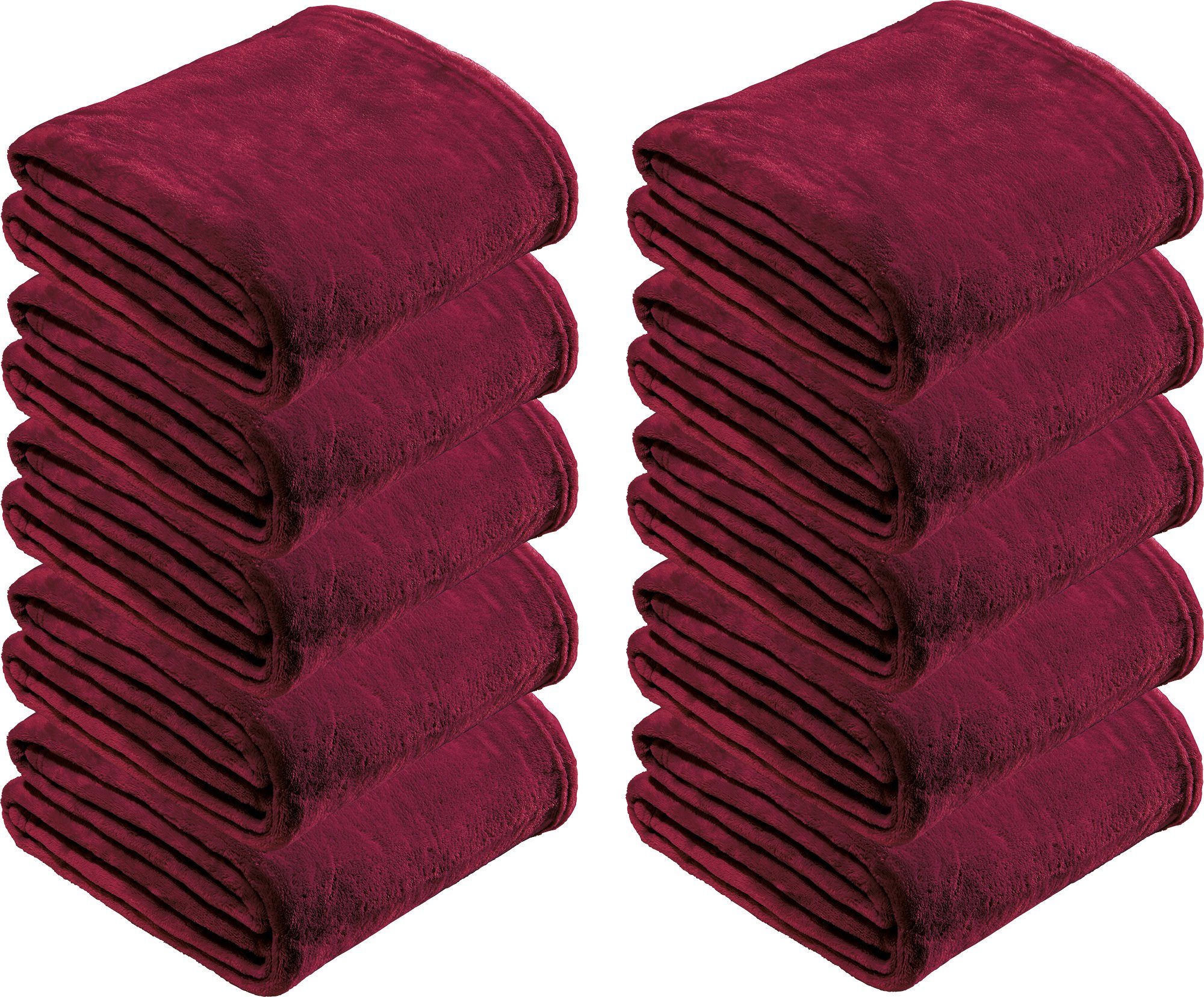 Wohndecke Fleece "Amarillo", Fleece bordeaux REDBEST, Uni Wohndecke 10er-Pack