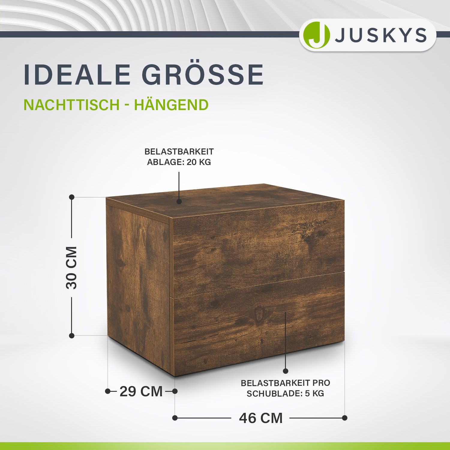 Juskys Nachttisch, 2 Schubladen, Wandmontage, inkl. günstig online kaufen