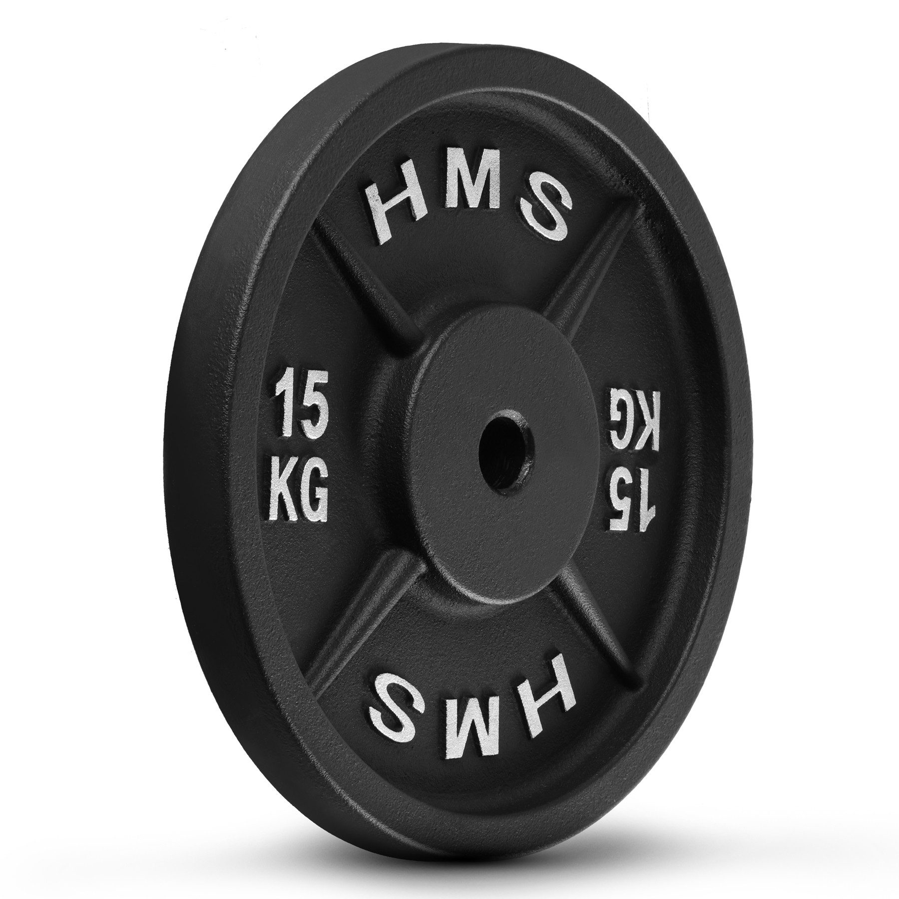HMS Hantelscheibe Gewichtsscheibe Hantelgewicht Gusseisenscheibe, 15.0 kg, (Spar-Set, 1-tlg., 353 x 36 mm robust), Gusseisen, 31-mm-Bohrung, geprägte Gewichtsangabe