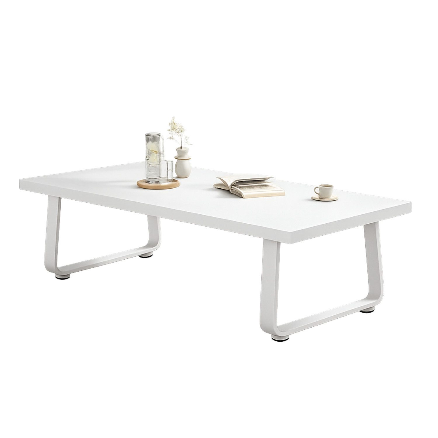 mukuhi Couchtisch COUCHTISCH Holz Weiß Metall Industrial Sofatisch Wohnzimmer Tisch, Schnelle Montage, Stabile Konstruktion