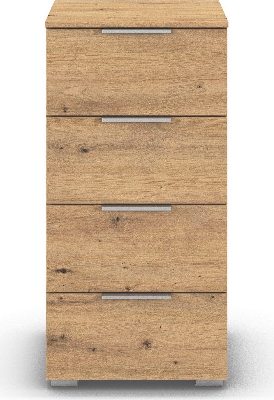 rauch Schubkastenkommode Highboard Sideboard Schubladenkommode Kommode ASTANA (Breite 40 cm / Höhe 81 cm), mit 4 geräumigen Schubladen, Kantengriff in Alufarben MADE IN GERMANY