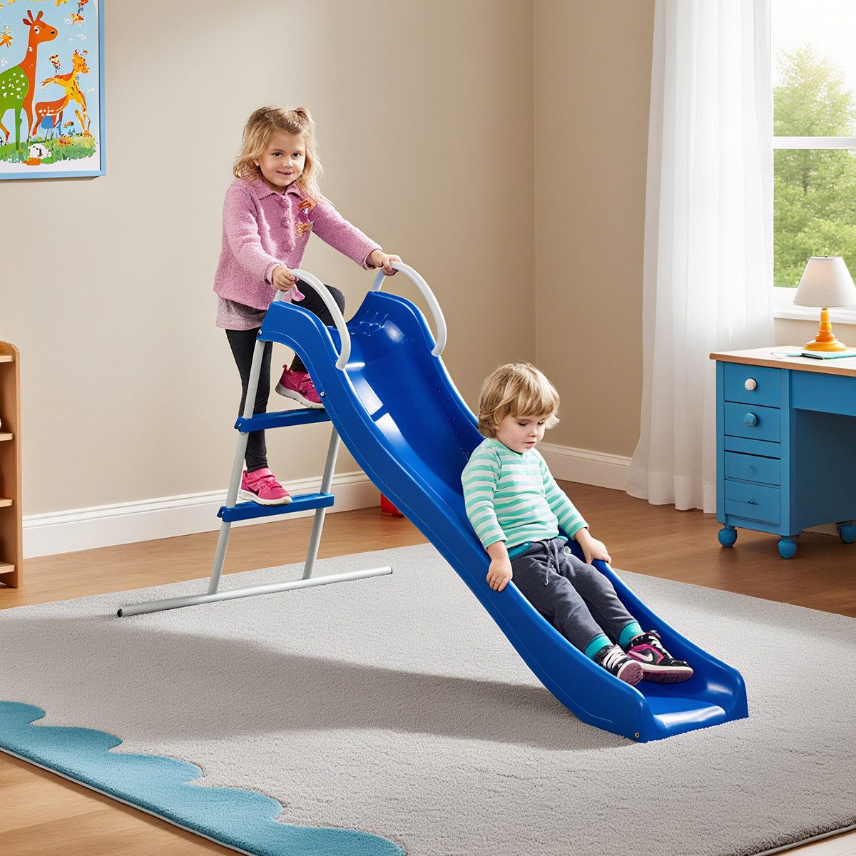 XDeer Rutsche Rutsche aus robustem HDPE-Kunststoff Kinder-Kunststoffrutsche, Kinderrutsche Innenbereich Freistehende Spielgeräte 1,8 m