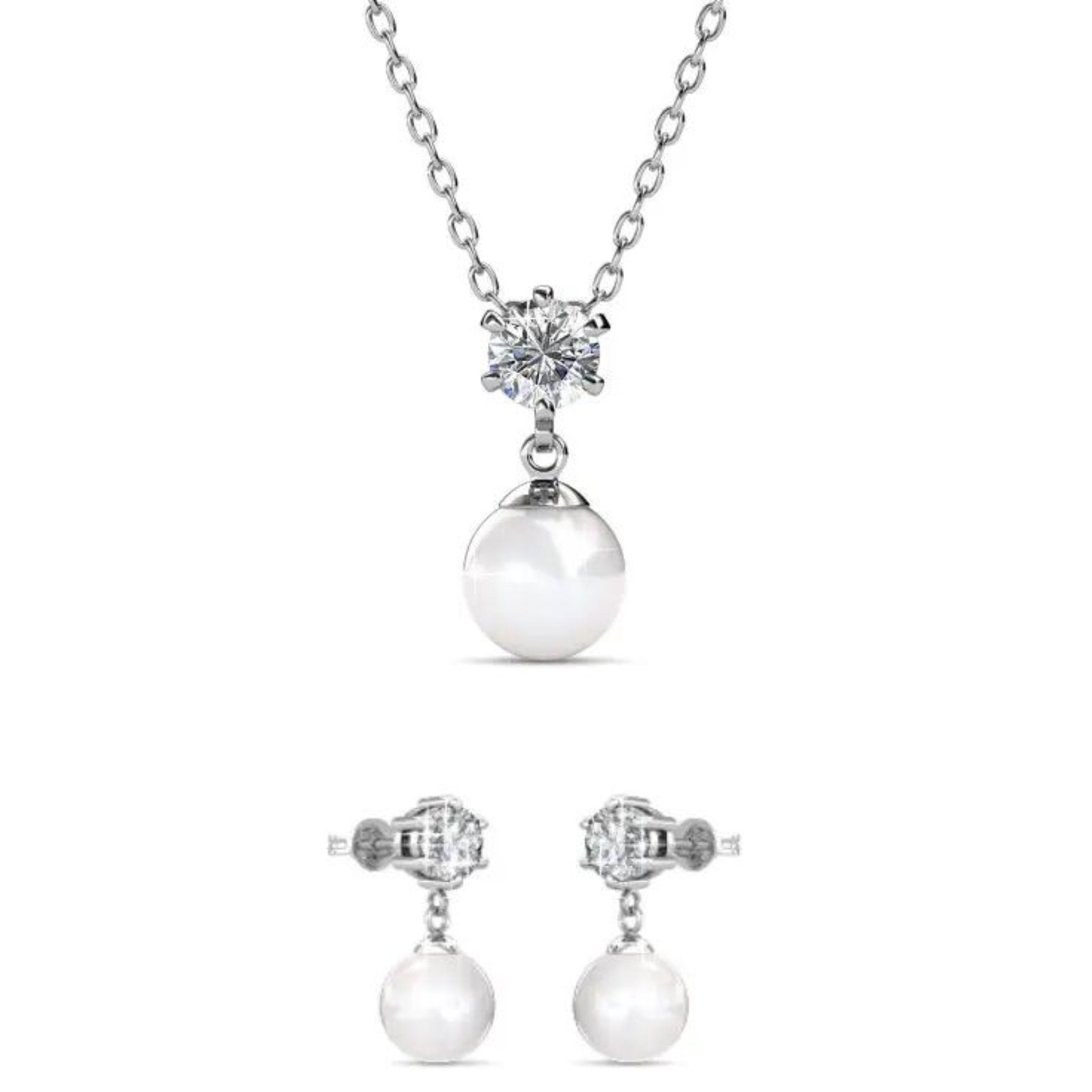 Ella Eisvogel Schmuckset Süßwasser - Perlenset Silber Halskette & Ohrringe günstig online kaufen