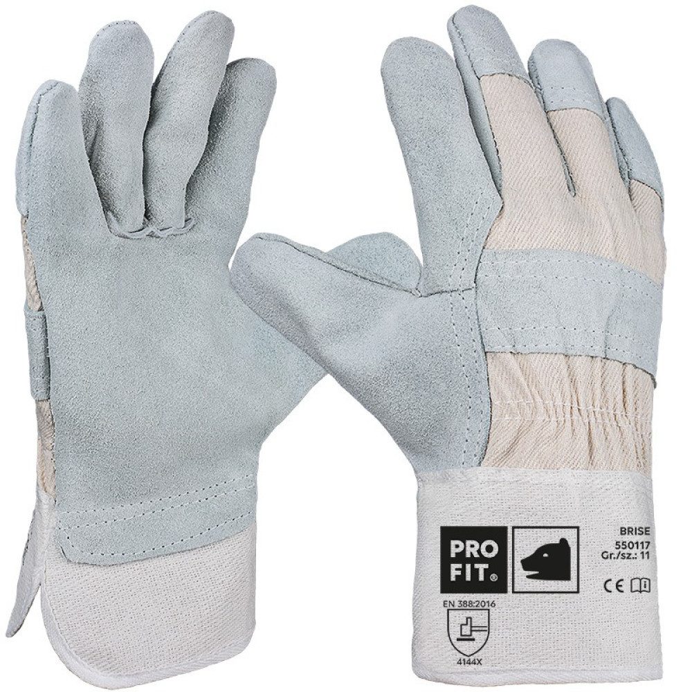 PRO FIT by Fitzner Leder-Arbeitshandschuhe Rindspalt Leder Arbeitshandschuhe,"Brise", natur 11 (Packung à 12