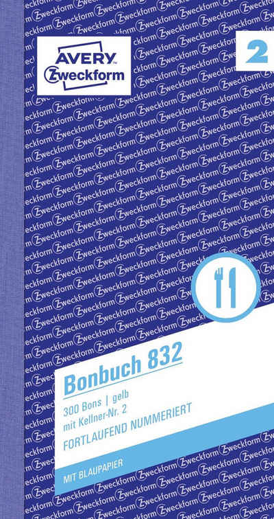 Avery Zweckform Formularblock AVERY Zweckform Formularbuch "Bonbuch", 105 x 198 mm, gelb