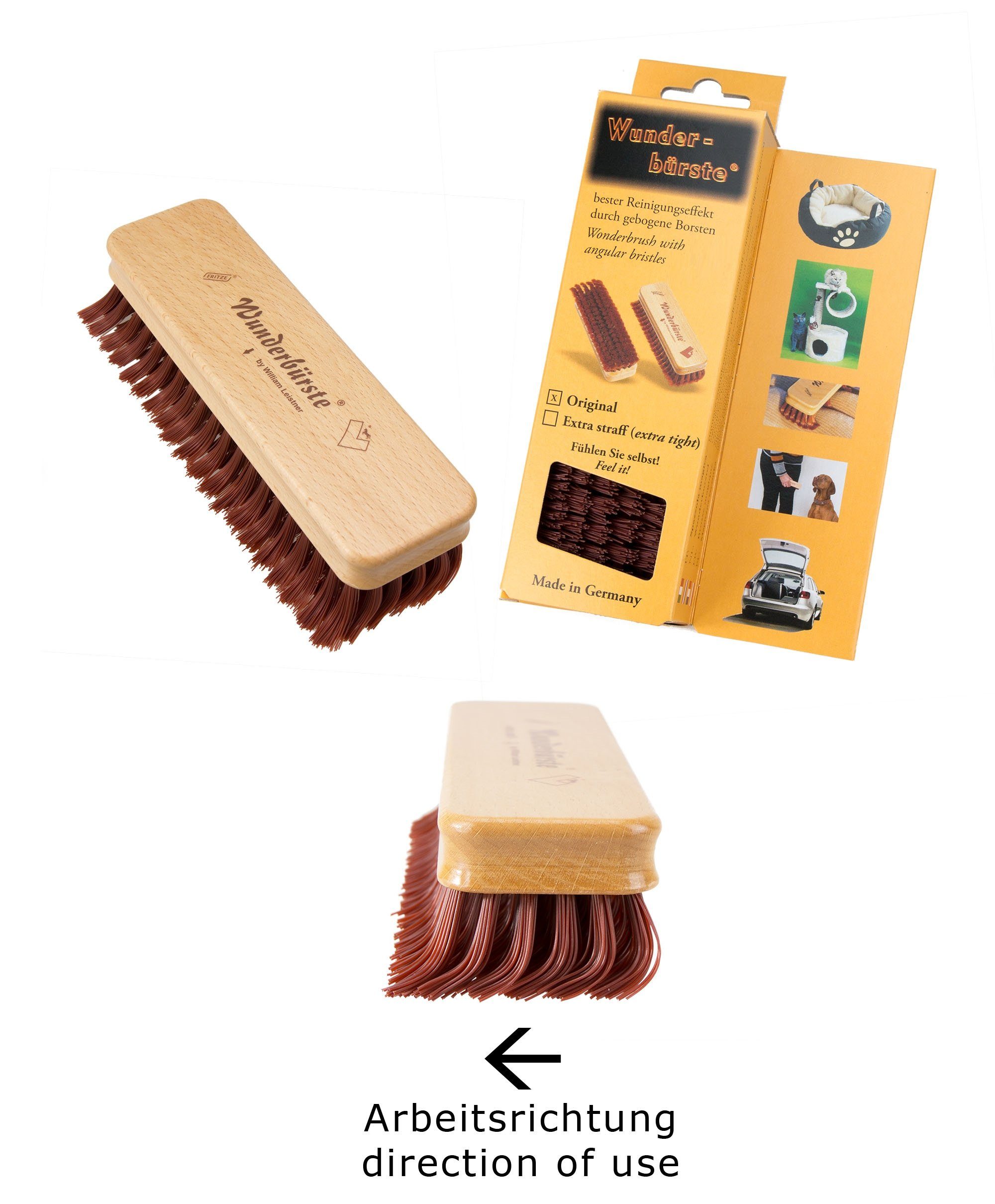 Fritze® Tierhaarentferner Wunderbürste® für Tiere - Gegen Tierhaare und Fussel, Edles Holzdesign
