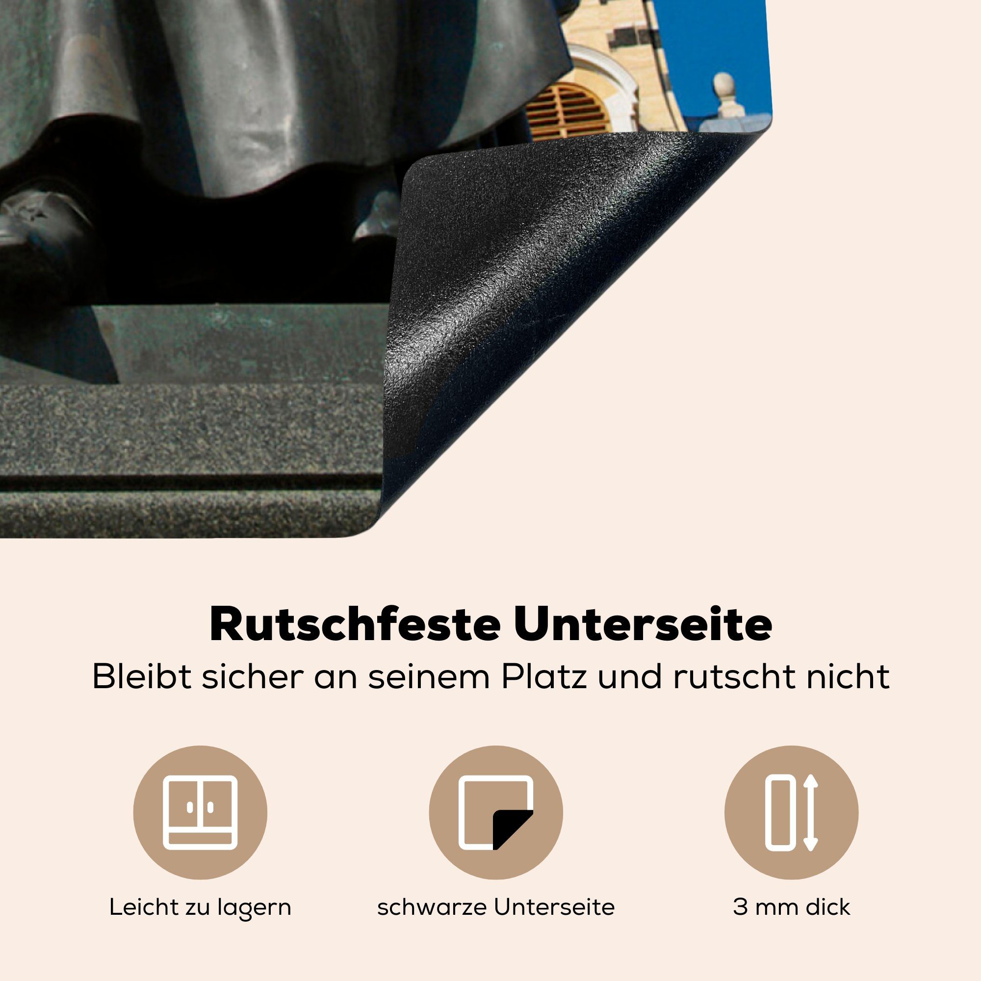 MuchoWow Herdblende-/Abdeckplatte Lutherdenkmal Arbeitsplatte (1 Dresden, in Vinyl, Frauenkirche tlg), vor küche für Ceranfeldabdeckung, der cm, 78x78
