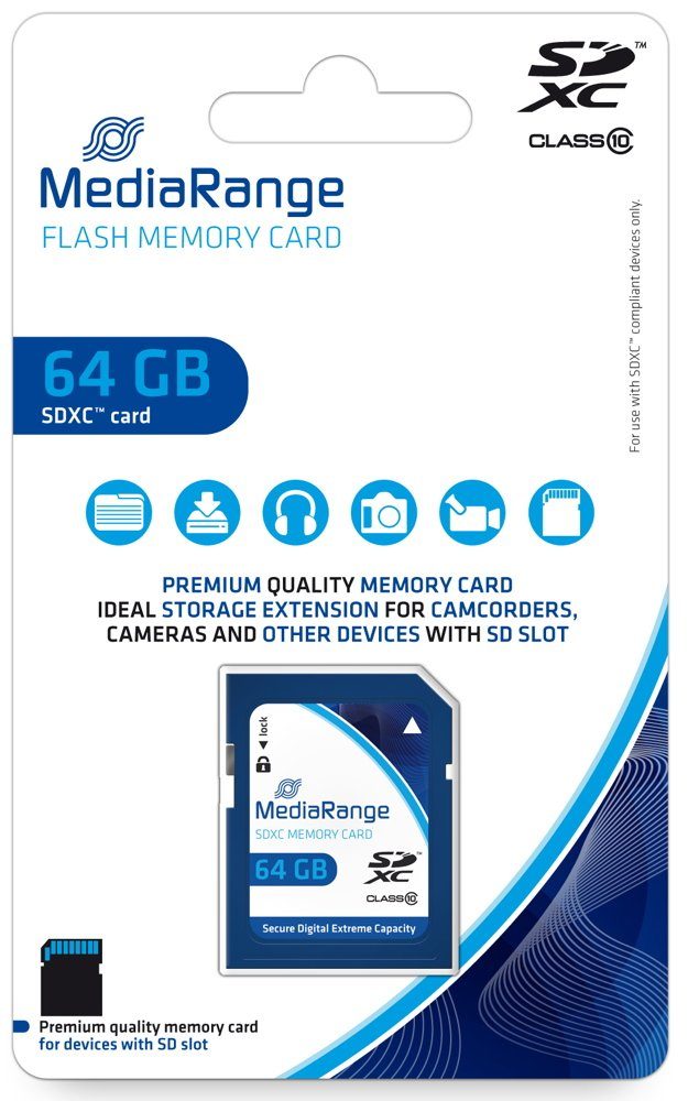 Mediarange Mediarange SDXC Karte 64GB Speicherkarte Class 10 Speicherkarte