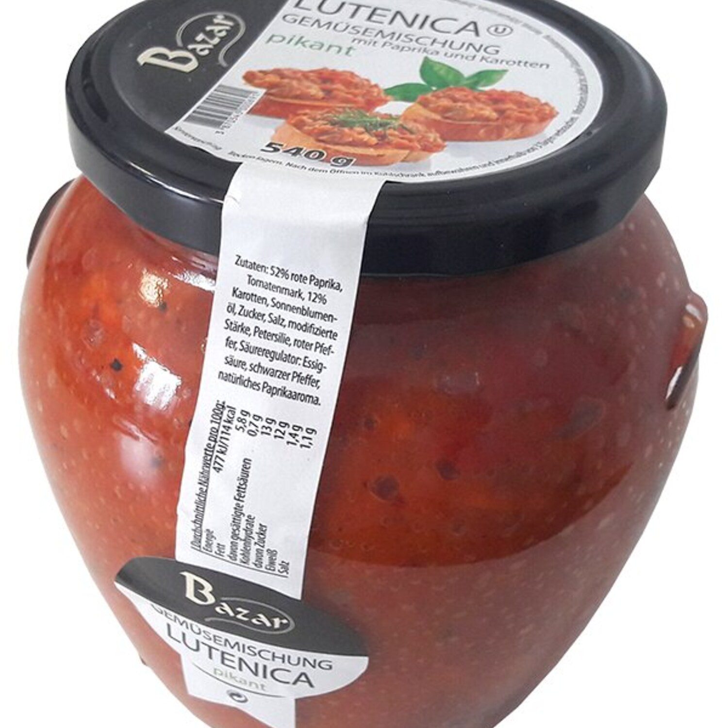 Süßigkeit, 1 x 540 g, Lutenica Gemüsemischung mit Paprika & Karotten pikant