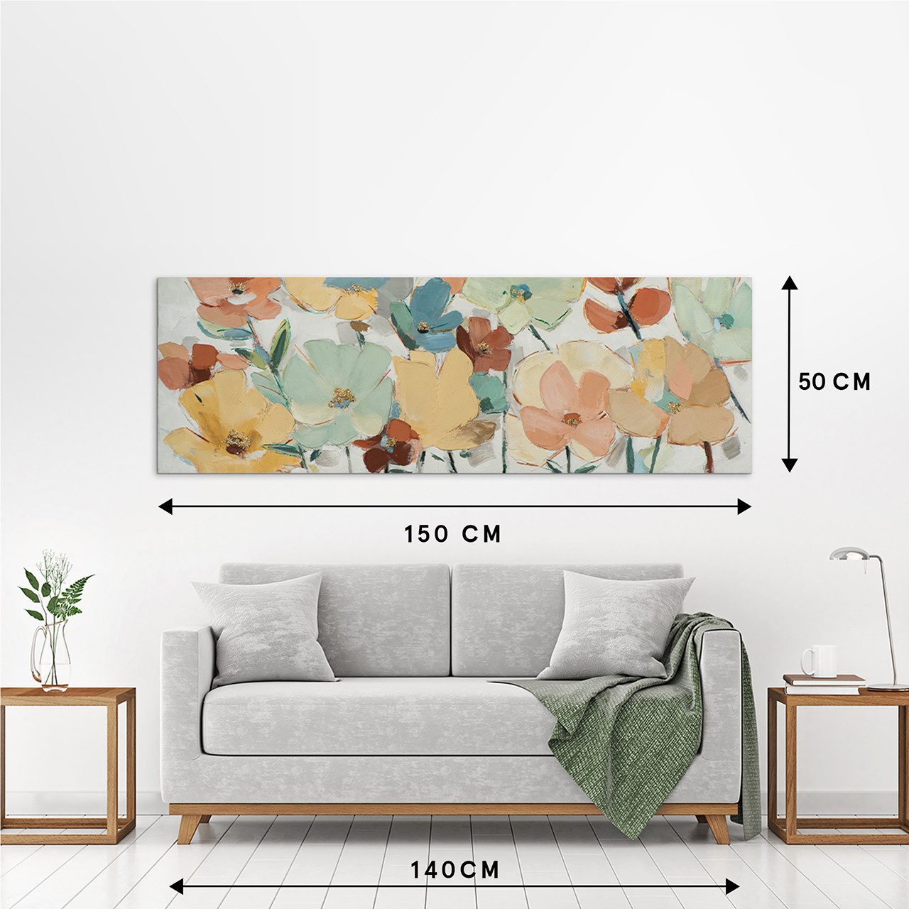 ArtUniverse Gemälde Pastellblumen 50 x 150 cm, Naturmotiv