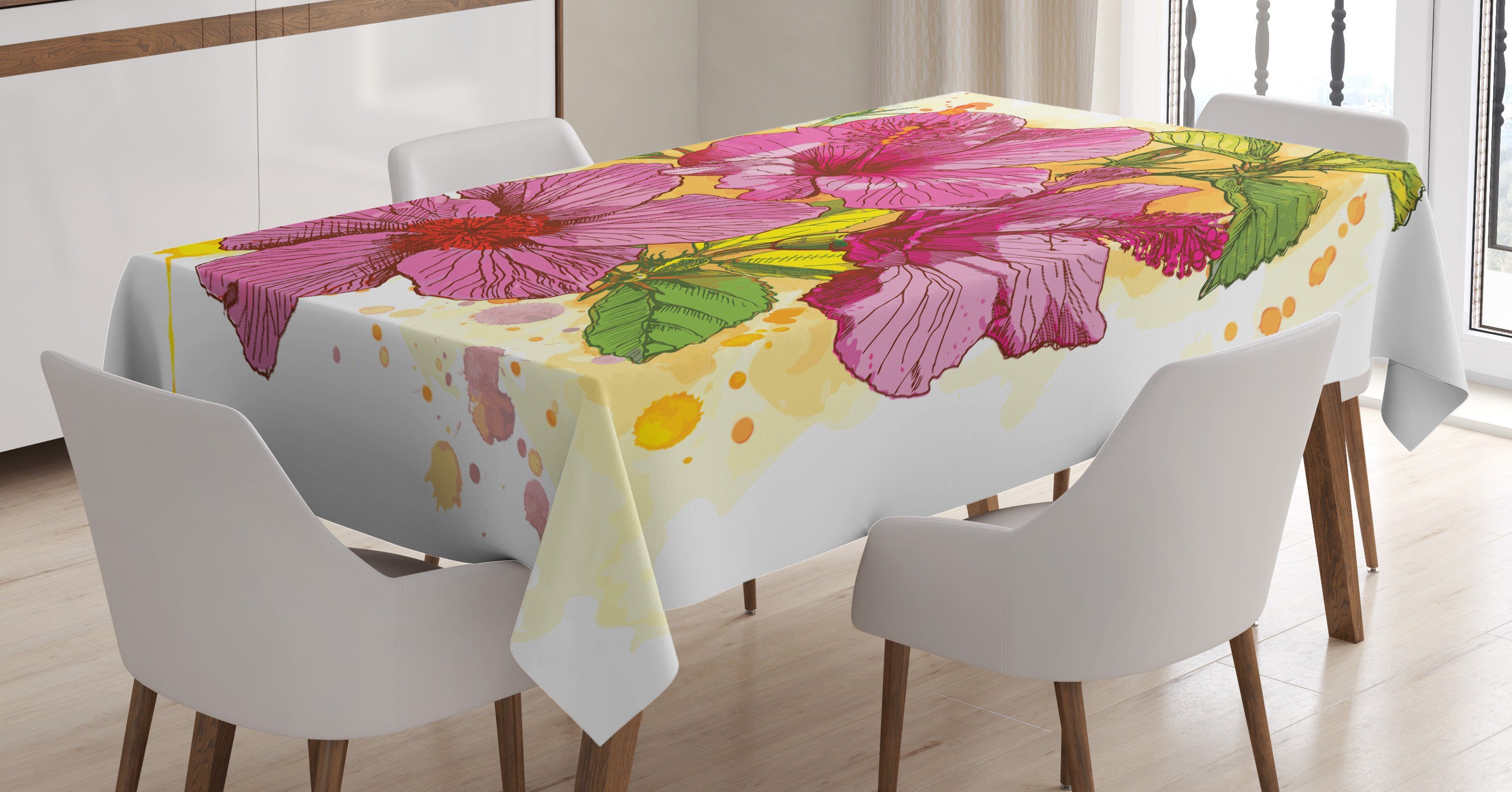 Abakuhaus Tischdecke Vibrant Farben, Blumen geeignet Bereich Für Hibiskus-Blume Außen Klare den Farbfest Waschbar