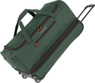 travelite Reisetasche Basics, 70 cm, dunkelgrün, Duffle Bag Sporttasche mit Trolleyfunktion und Volumenerweiterung