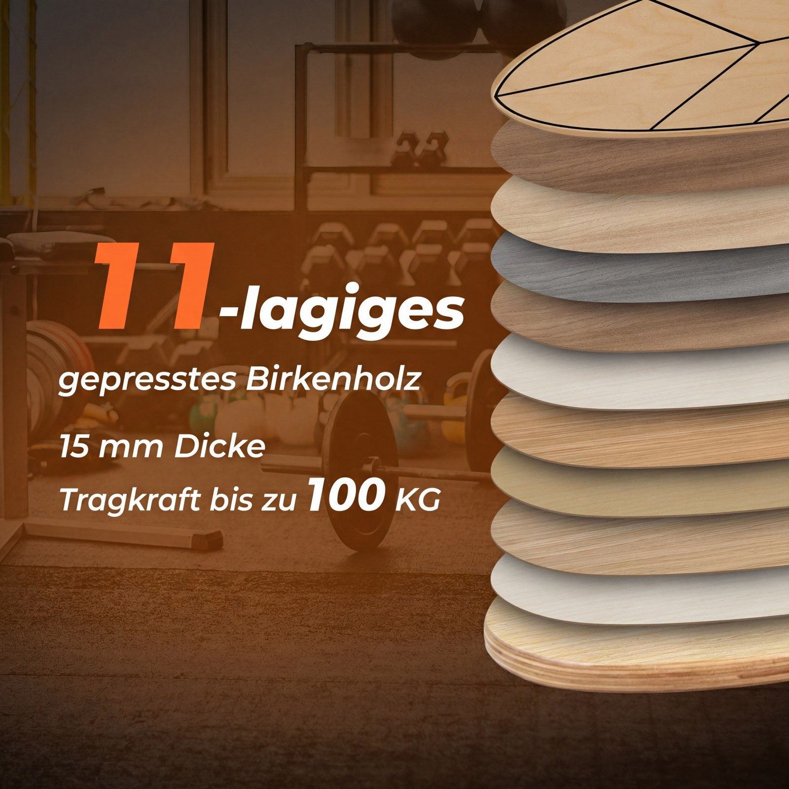 COSTWAY Balanceboard, Wackelbrett in Blattform mit Korkrolle, 100 kg Belastbar