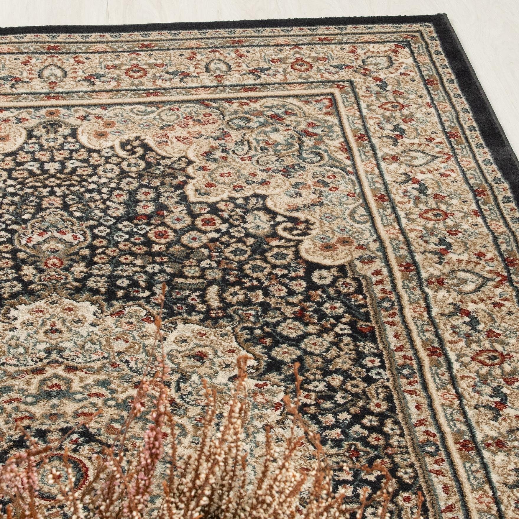 Mazovia Orientteppich Oriente Teppich - Traditioneller Teppich Orient Beige Schwarz, 60 x 100 cm, Geeignet für Fußbodenheizung, Pflegeleicht, Wohnzimmerteppich