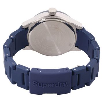 Superdry Quarzuhr, Superdry Herren Analog Quarz Uhr mit Silikon Armband SYG211US