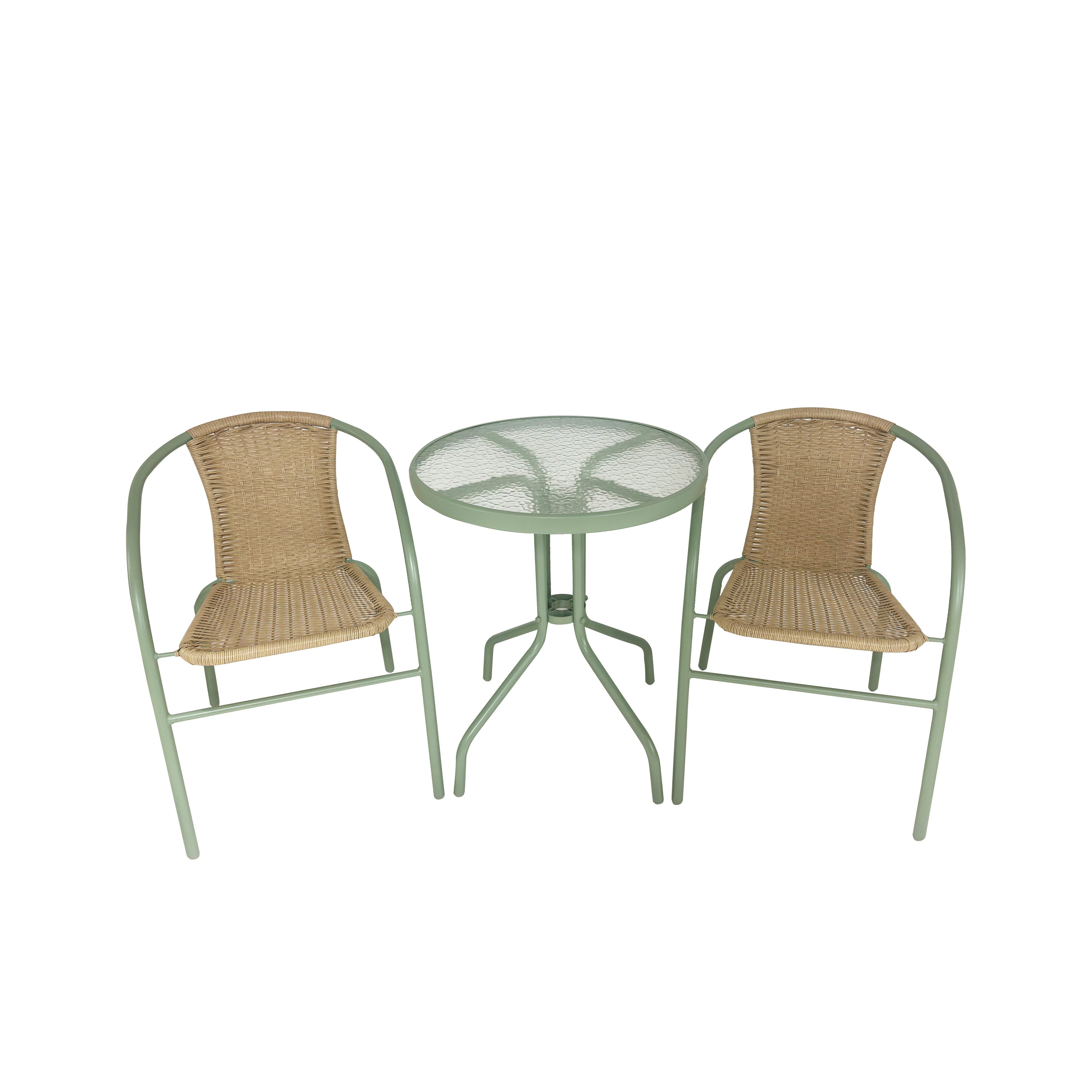 Greemotion Balkonset [Retro] Gartenmöbel-Set Beige/Grün 60x51x72 cm, (3-tlg)