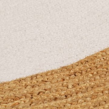 Teppich Geflochten Weiß & Natur 150 cm Jute & Baumwolle Rund, furnicato, Runde