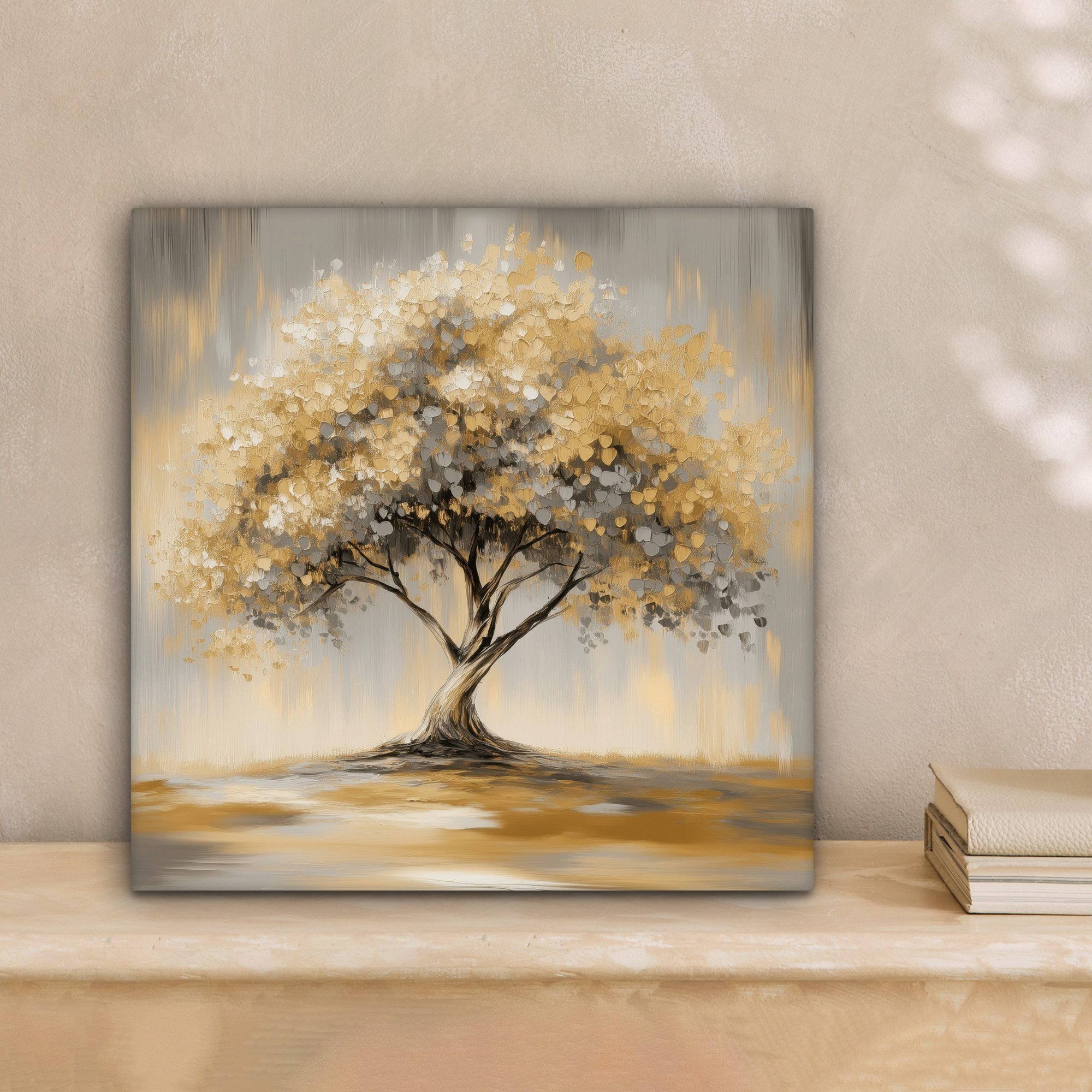 OneMillionCanvasses® Leinwandbild Kunstdrucke - Baum - Abstrakt - Blätter, Fotodruck (1 St), Wandbild, Deko Schlafzimmer Wohnzimmer Flur 20x20 cm
