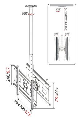 my wall HP3L TV-Deckenhalterung, (bis 63 Zoll, Packung, 1-teilig, Deckenhalter für LCD TV)