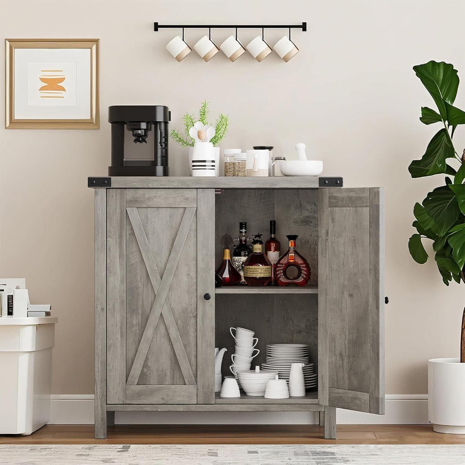 GarveeMore Unterschrank Küchenschrank Sideboard mit Türen, Küchenbuffetschr günstig online kaufen