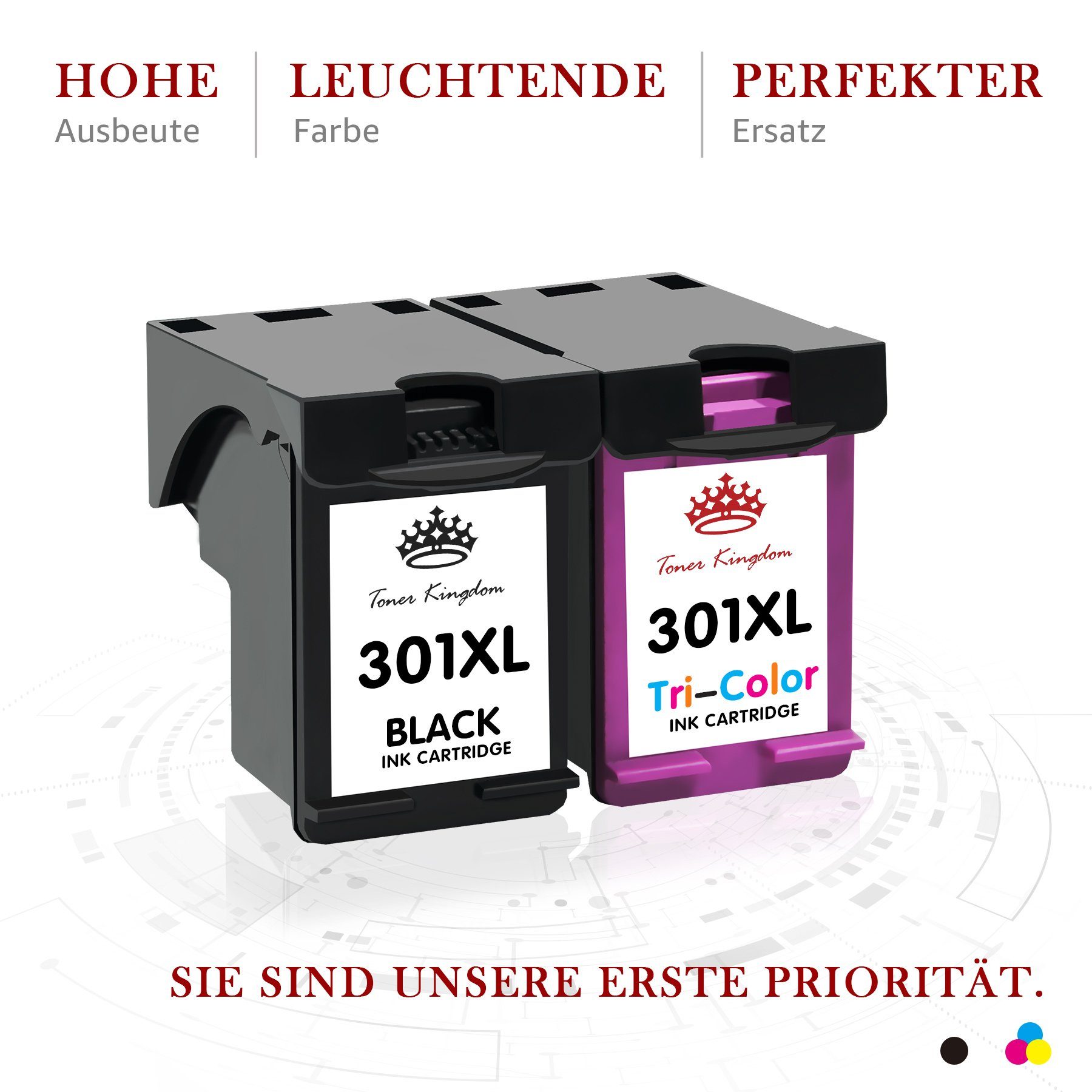 Envy DeskJet Toner Tintenpatrone HP 4520 301XL(1B+1C) 302XL 1050 4525 301XL für 1000 Kingdom