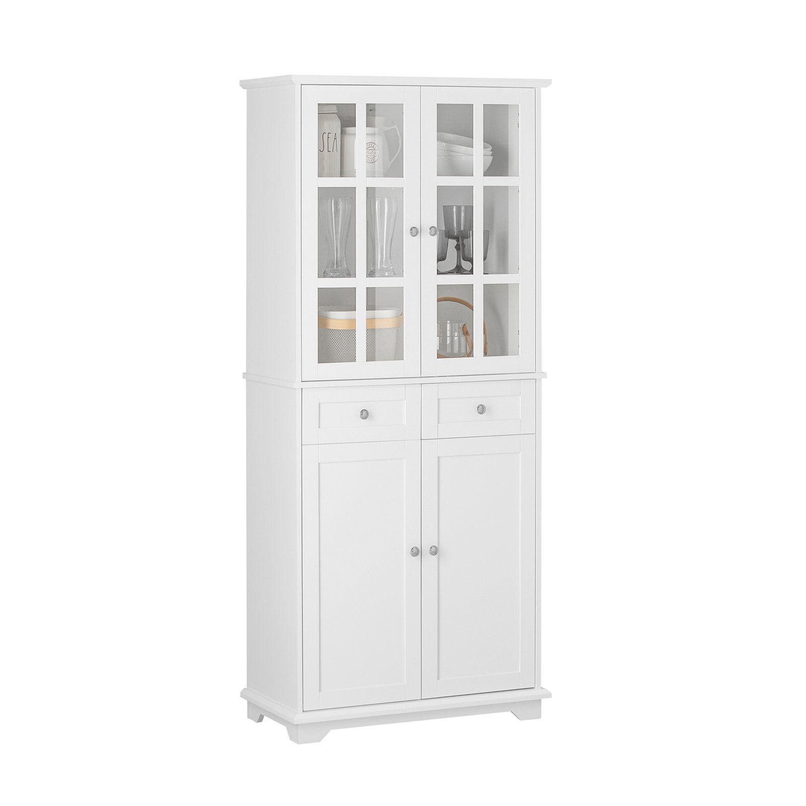 SoBuy Buffet FSB76, Sideboard Vorratschrank, mit 2 Schubladen und 2 Türen Buffet Küchenschrank Hochschrank Aufbewahrungsschrank Badezimmerschrank