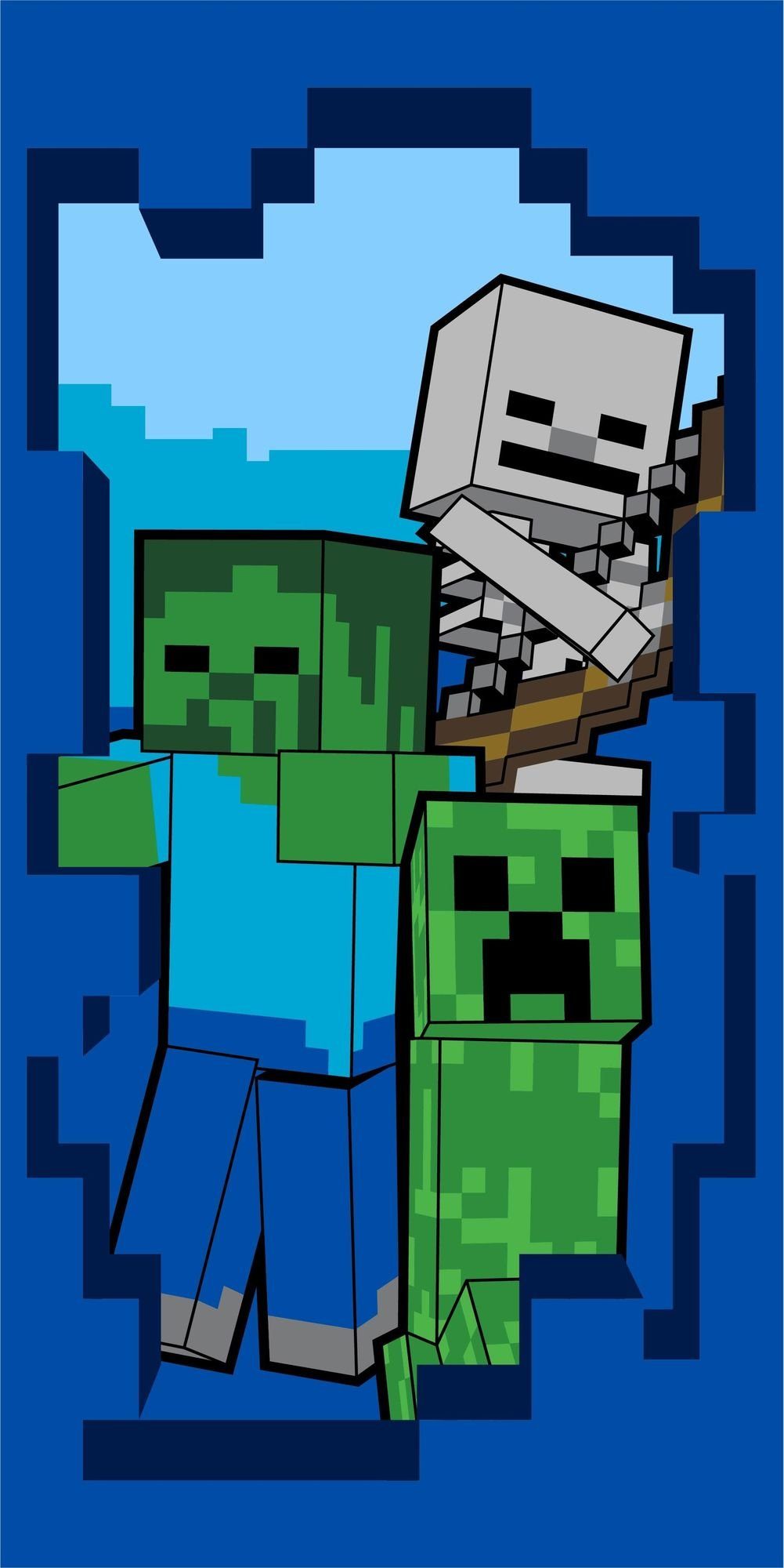 Jerry Fabrics Полотенца Minecraft Beware Duschtuch Badetuch Strandtuch 70 x 140cm, (1 Duschtuch, 1-St), Langlebig