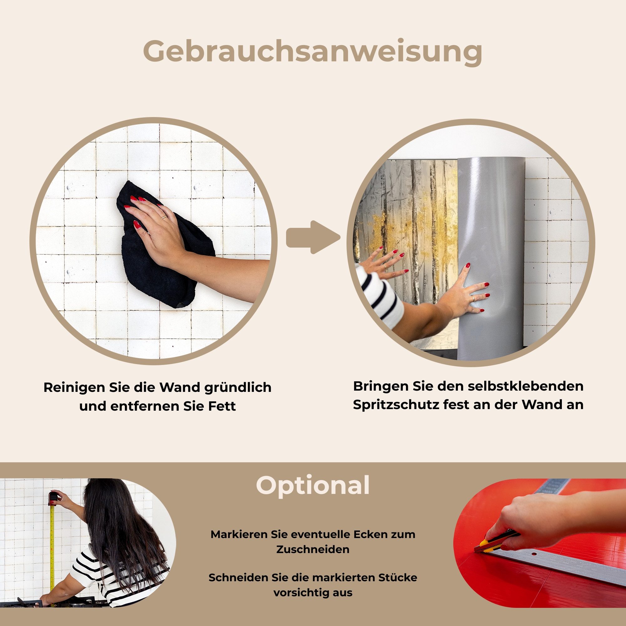 KitchenYeah Küchenrückwand selbstklebend (keine Folie) Winter - Abstrakt - Schnee - Natur - Sonne, (1-tlg), Spritzschutz Herd Wand, Küchen Deko, 70x30 cm
