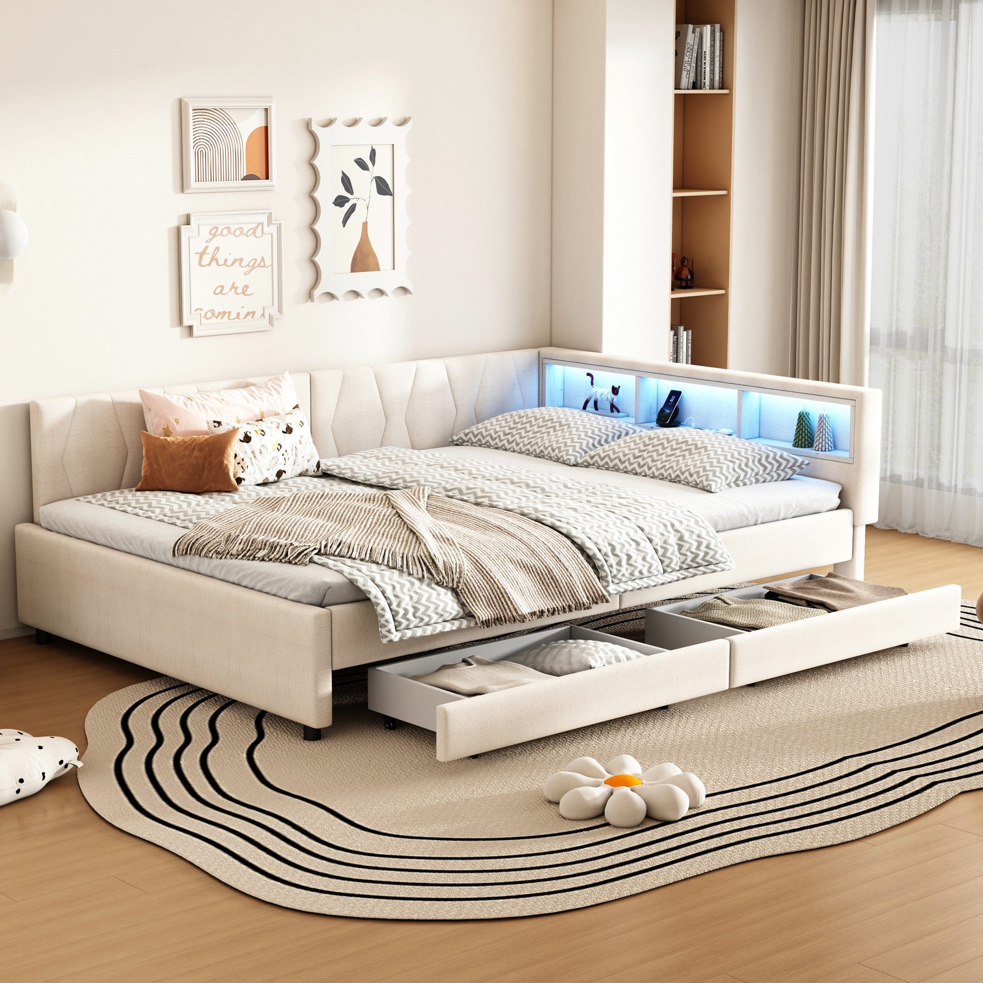 OKWISH Schlafsofa Polsterbett Stauraumbett, Kinderbett mit günstig online kaufen