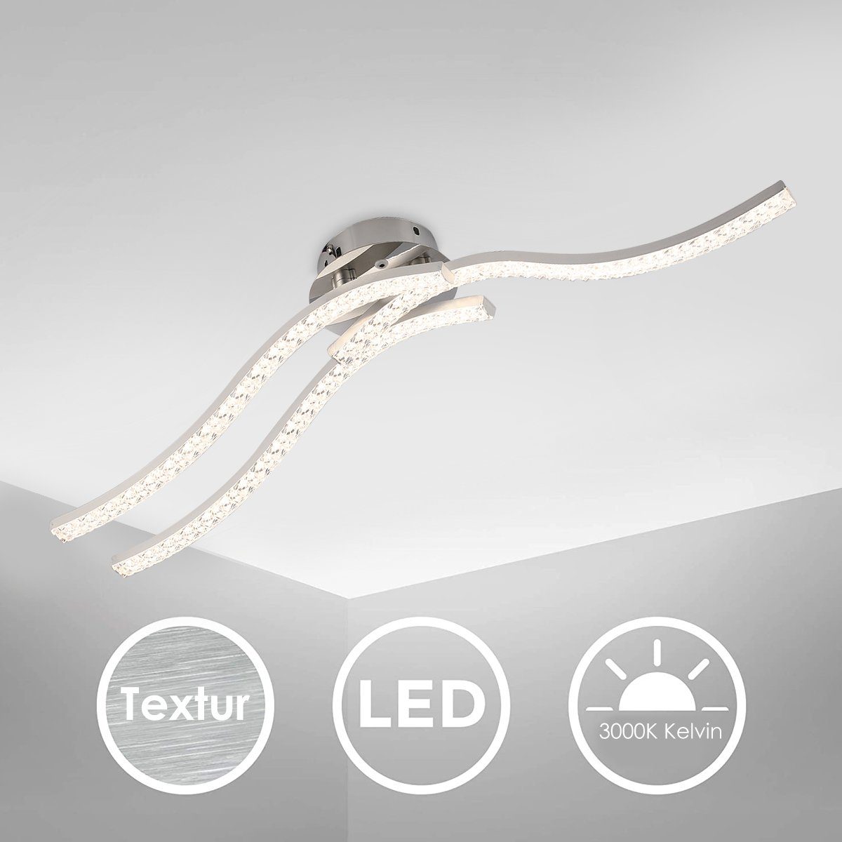 LETGOSPT Deckenleuchte 3-farbige wellenförmig DeckenLampe Dimmbar, günstig online kaufen