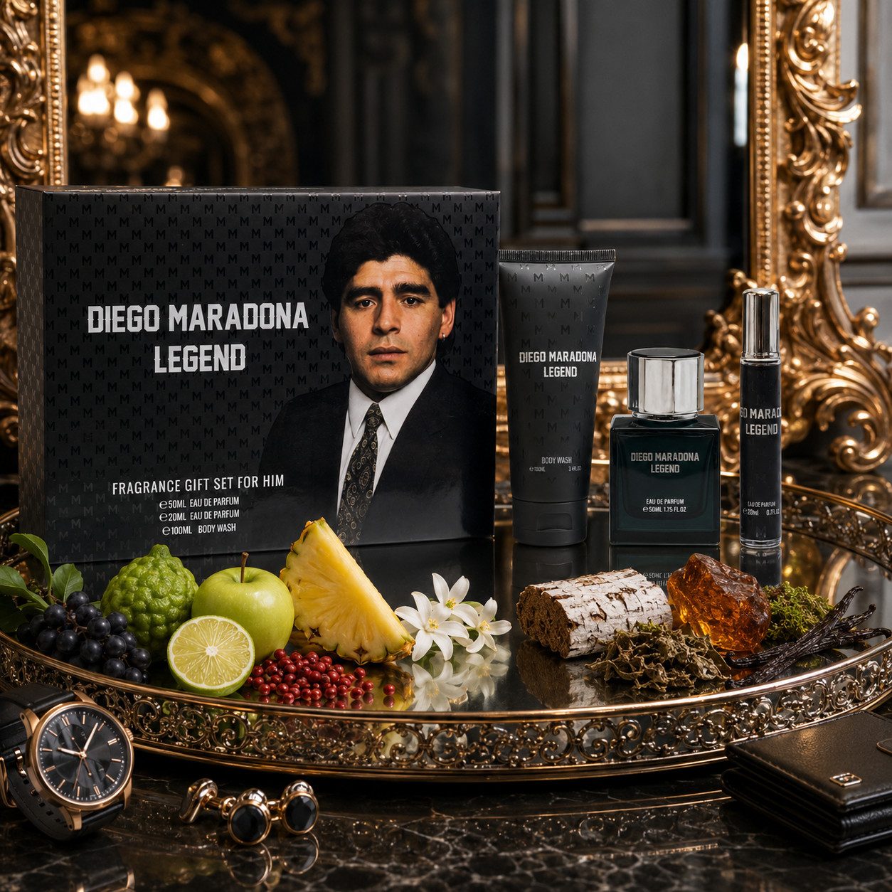 MARADONA Eau de Parfum MARADONA LEGEND Herren Geschenkset Fruchtig Würzig Holzig, 3-tlg., Luxurious Herrenduftset, Premium, langanhaltend, Hergestellt in UK – Bild 5 von 5