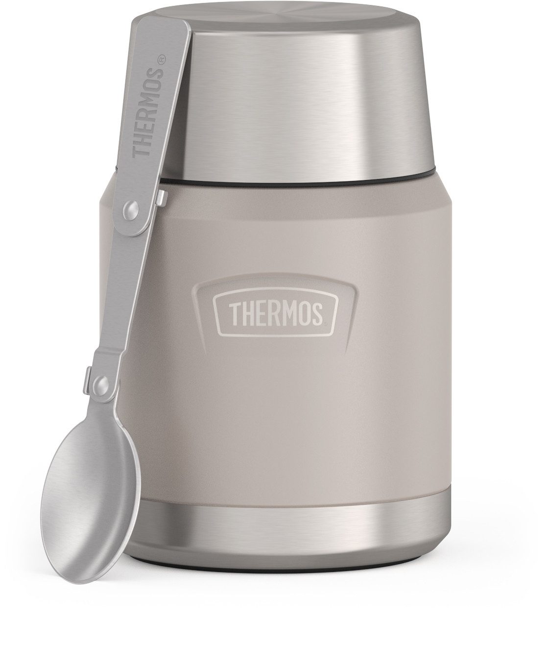 THERMOS Thermobehälter ICON FOOD JAR, Thermobehälter für Essen, spülmaschinenfest, Edelstahl, Kunststoff, Silikon, (1-tlg), 0,47l, 10h heiß & 24h kalt, dicht & auslaufsicher, mit Löffel