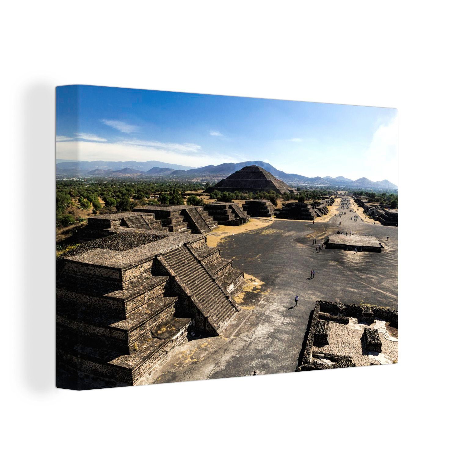 von über Wandbild Teotihuacán, Leinwandbilder, Pyramiden cm Leinwandbild die der St), Aufhängefertig, OneMillionCanvasses® 30x20 in (1 Wanddeko, Mondpyramide Blick