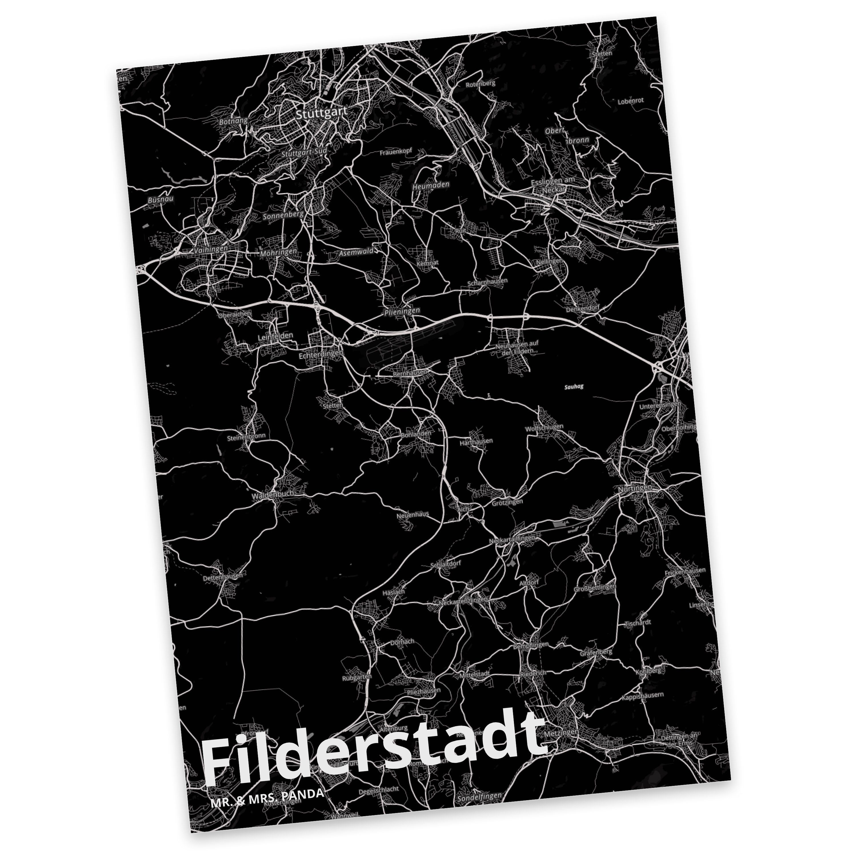 Mr. & Mrs. Panda Postkarte Filderstadt - Geschenk, Ansichtskarte, Stadt Dorf Karte Landkarte Map