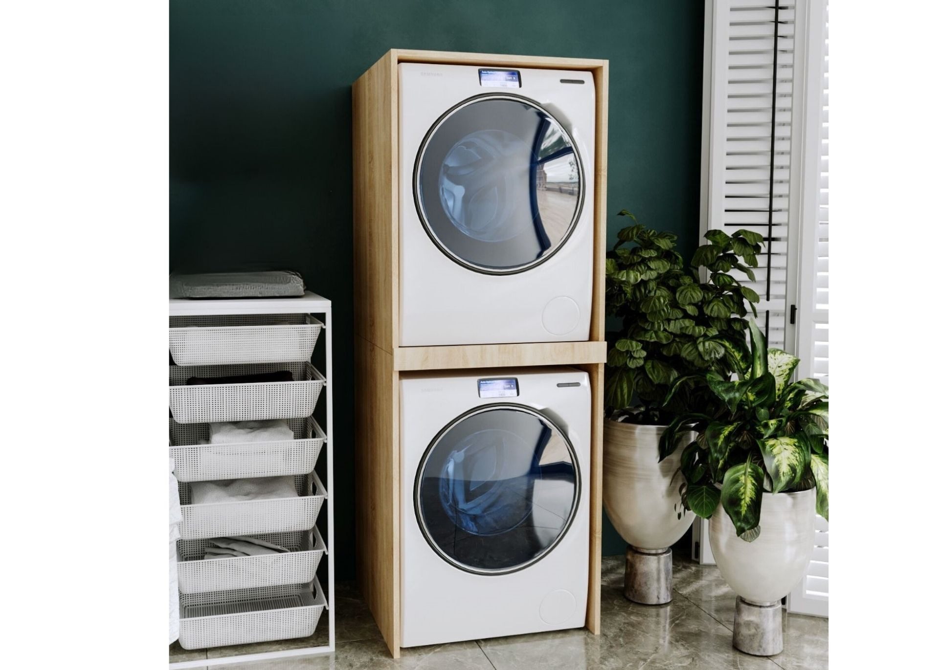Raumhirsch Furniture Waschmaschinenumbauschrank für zwei Geräte günstig online kaufen