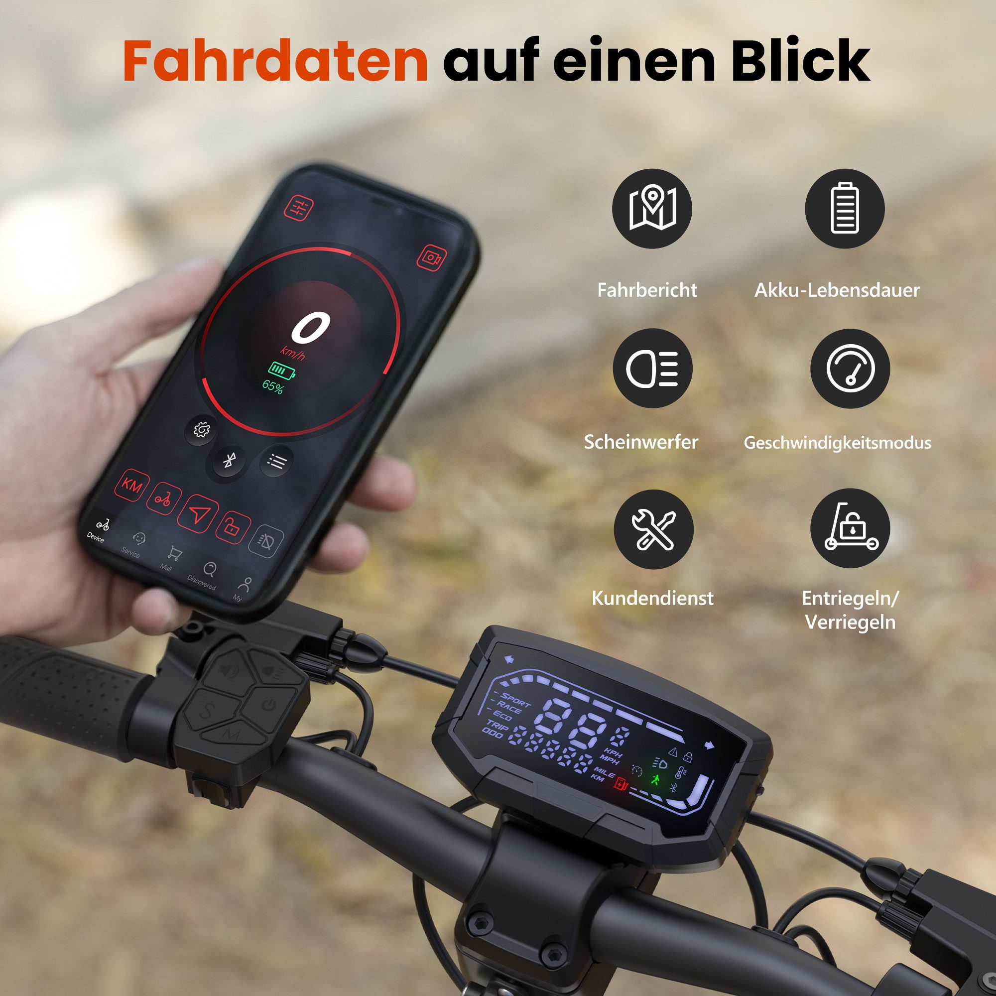 iscooter E-Scooter Offroad-Elektroroller mit ABE-Zertifizierung, 48 V, 12,5 Ah,APP, 10-Zoll-Offroad-Schlauchlosreifen, Reichweite 60–75 km