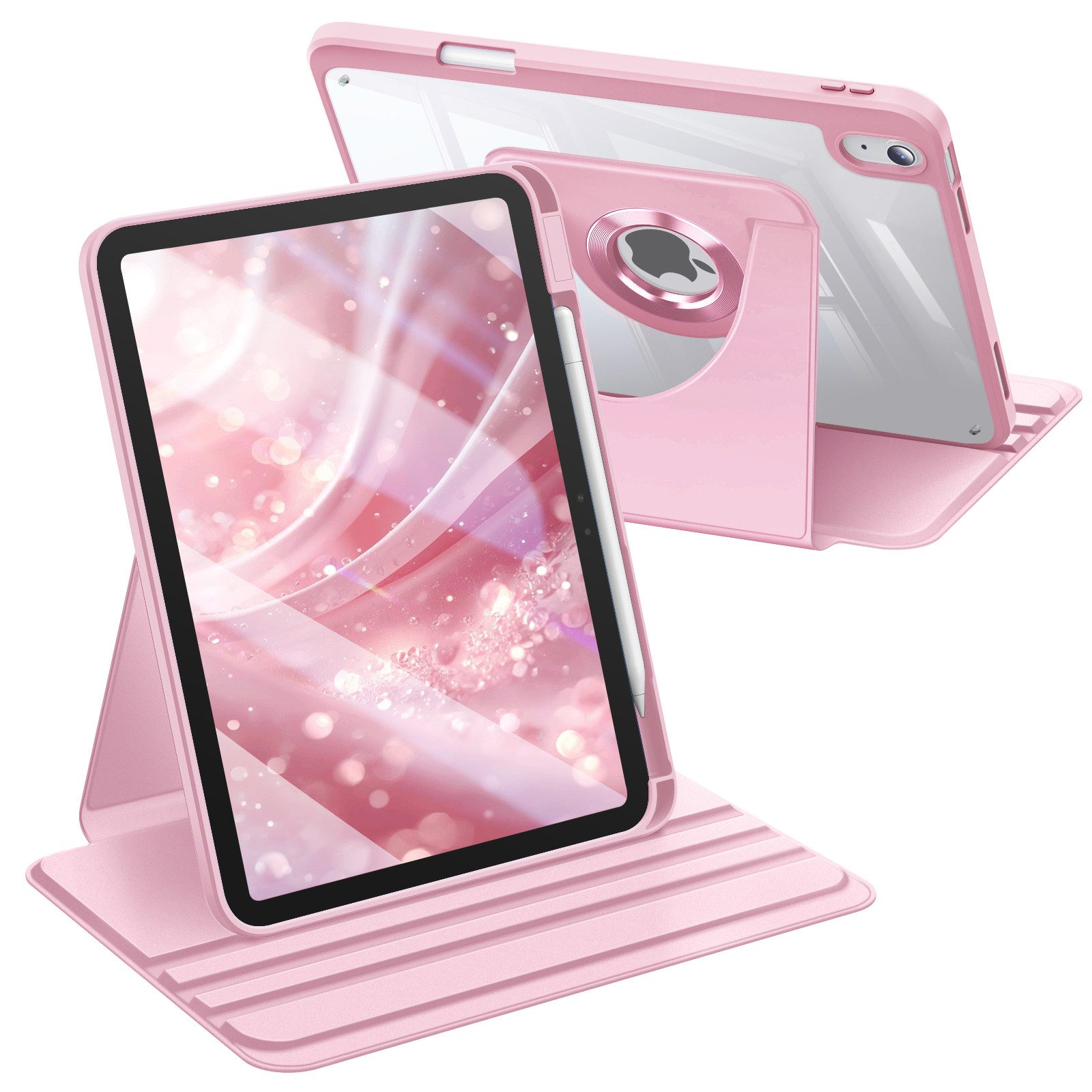 Fintie Tablet-Hülle Rotierende Hülle für iPad (A16) 11./10. Generation 2025/2022, 360 Grad Drehbare Hülle mit Stifthalter, Transparente Acryl-Rückseite