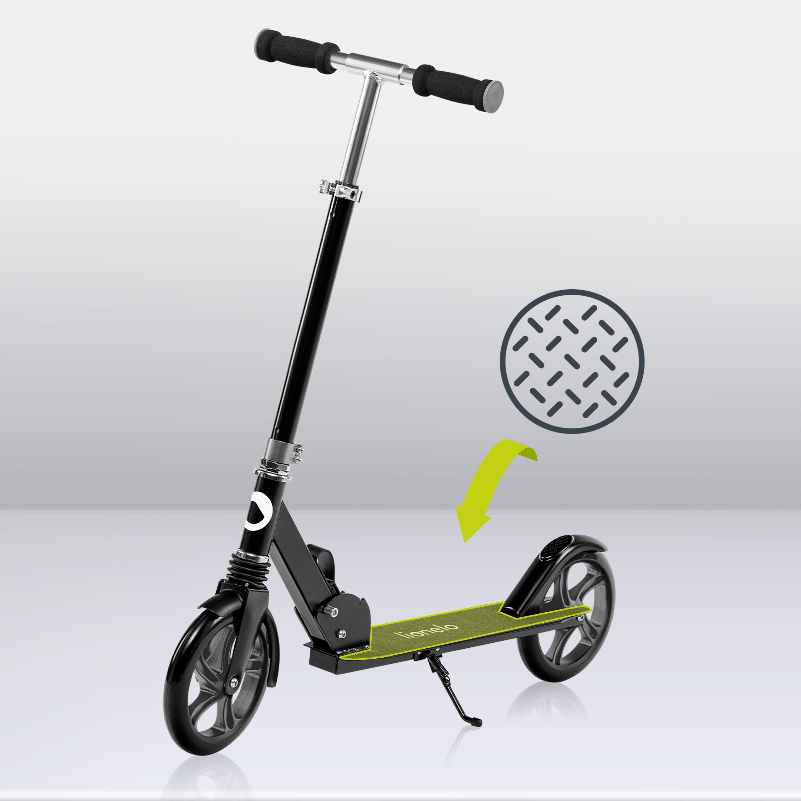 lionelo Cityroller LUCA, (Tretroller), Stoßdämpfer Rollen 200mm  Kugellager ABEC7 klappbar Alu