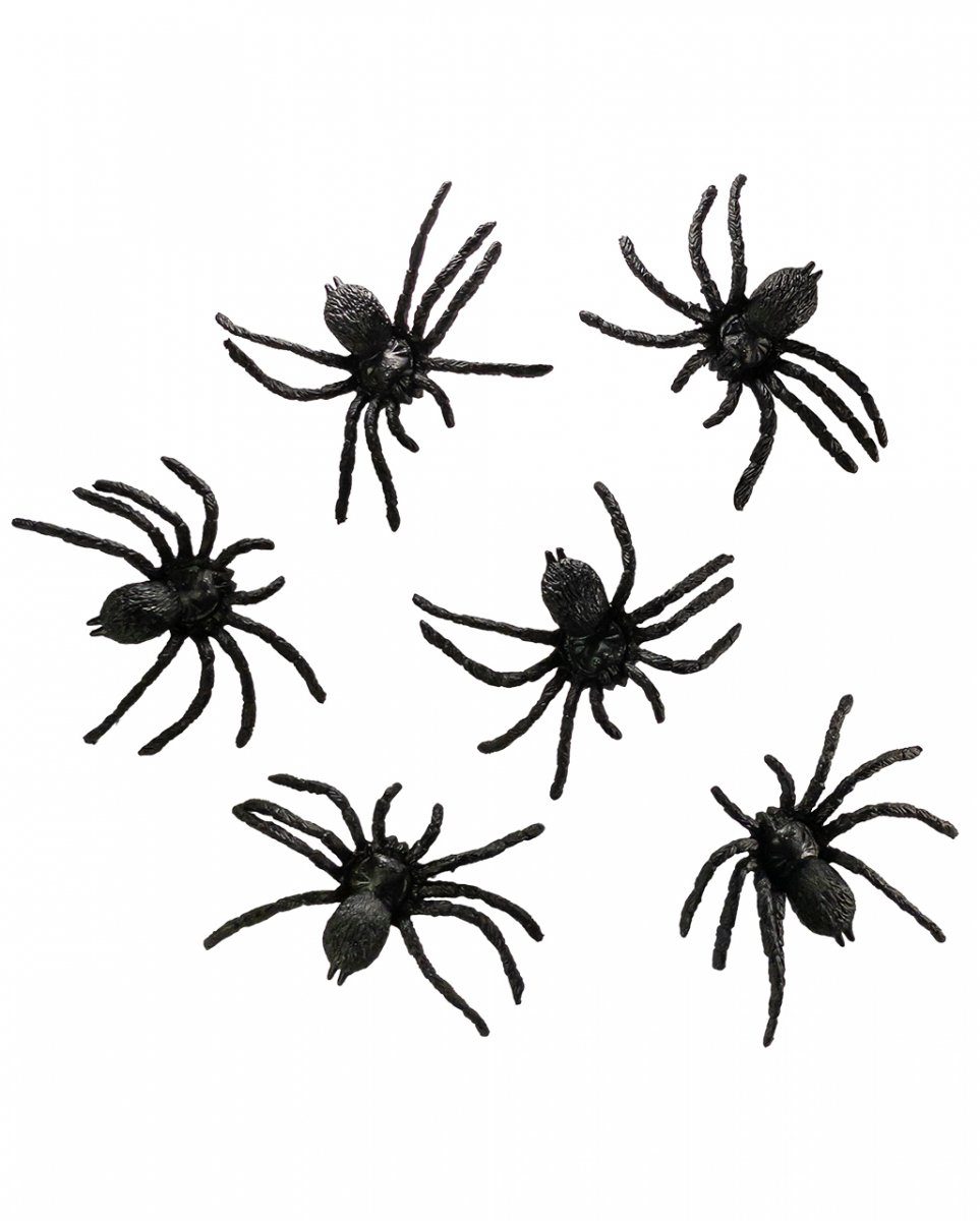 Dekoobjekt Schwarze Spinnen 8x7cm im 6er-Set als ekelhafte Ha