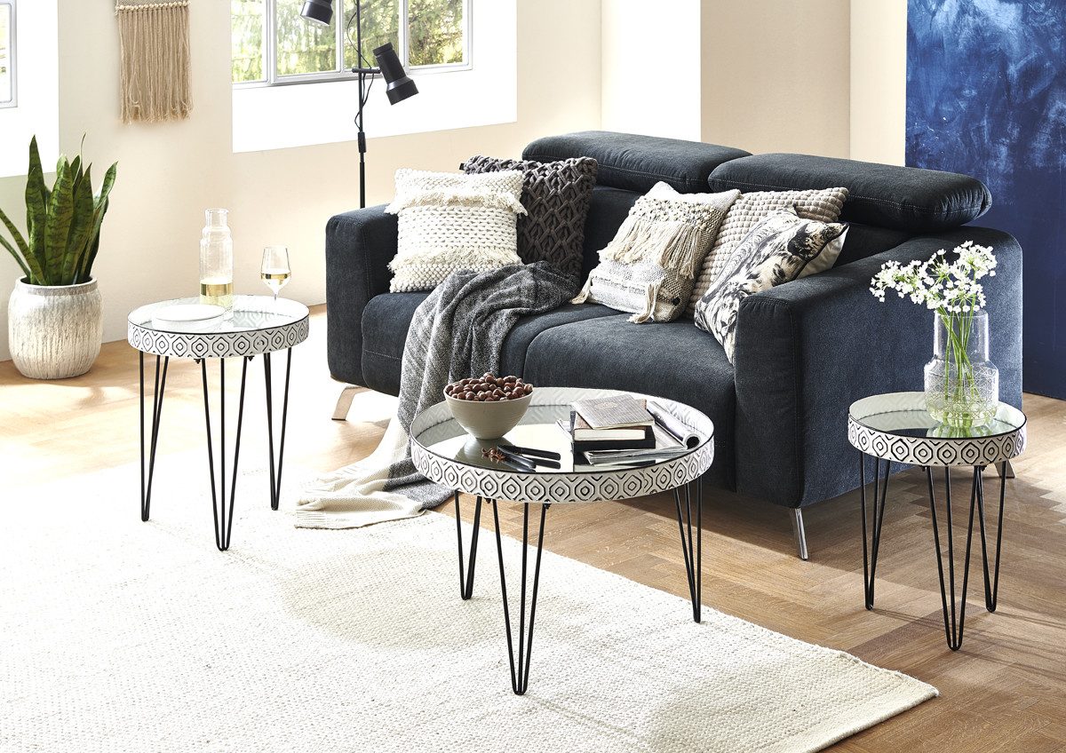 HAKU Couchtisch HAKU Möbel Couchtisch - schwarz-weiß - H. 46cm (1 Stück)