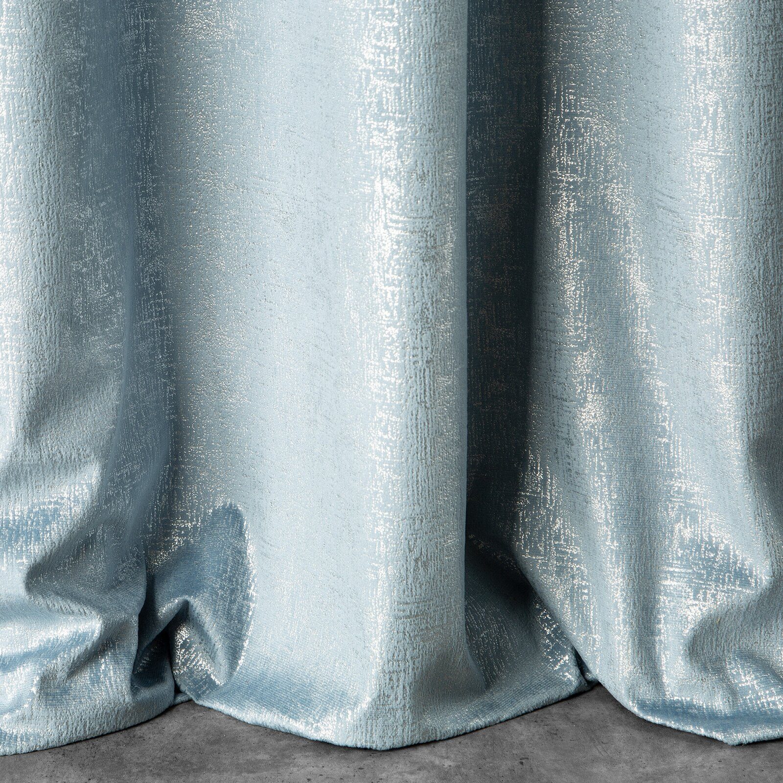 ZYPERN, Blickdicht, Vorhang blau Glanz, Silbernes Muster, Glamour Design91, 140x270, Kräuselband,