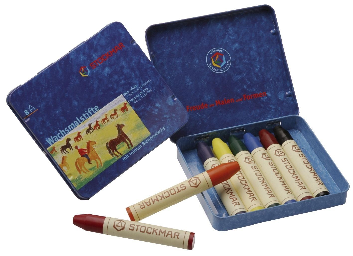 Stockmar Wachsmalstift Wachsmalstifte zitronengelb orange karminrot grün blau blauviolett rot