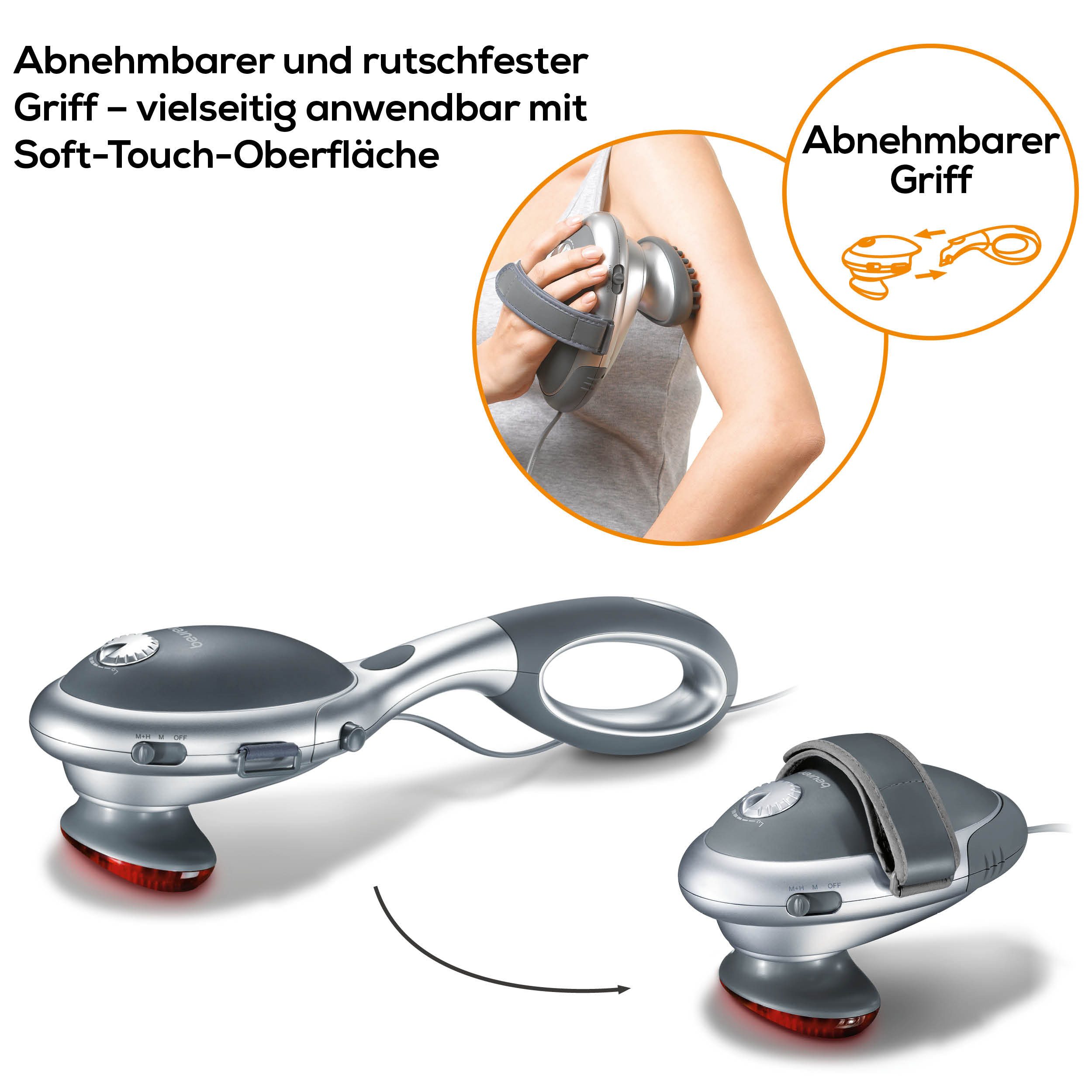 BEURER Massagegerät MG 70 für eine tiefenwirksame Klopfmassage mit Infrarotwärme, Vielseitig anwendbar mit oder ohne Handgriff, 2 Massageaufsätze – Bild 5 von 5