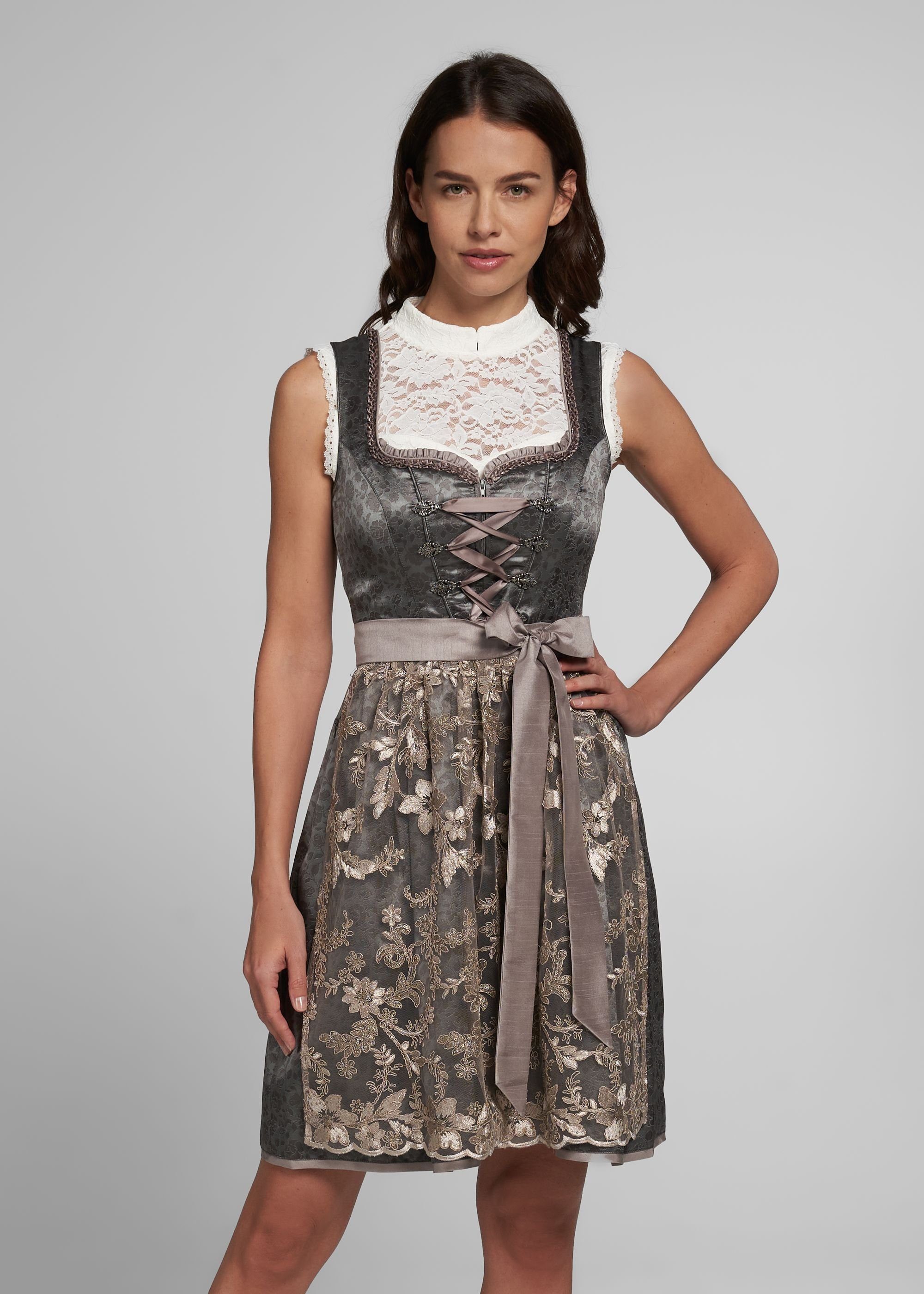 Spieth & Amike figurnaher Dirndl taupe Wensky in Passform